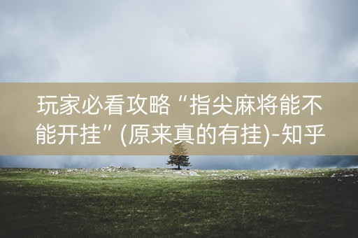 玩家必看攻略“指尖麻将能不能开挂”(原来真的有挂)-知乎