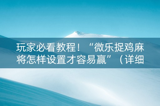 玩家必看教程！“微乐捉鸡麻将怎样设置才容易赢”（详细开挂教程）-哔哩哔哩