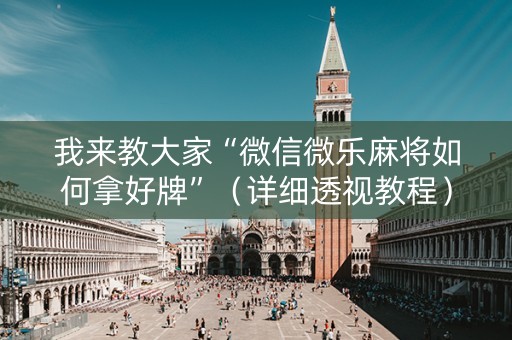 我来教大家“微信微乐麻将如何拿好牌”（详细透视教程）-哔哩哔哩