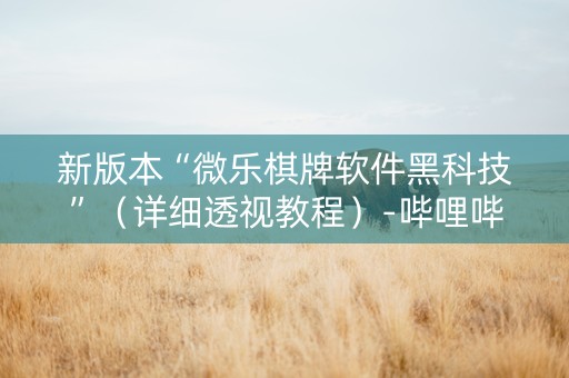 新版本“微乐棋牌软件黑科技”（详细透视教程）-哔哩哔哩