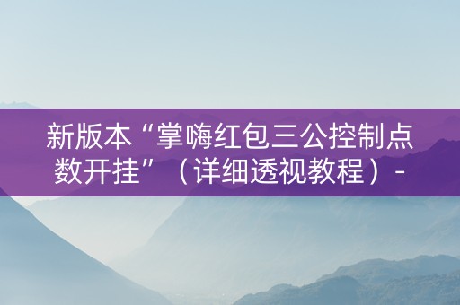 新版本“掌嗨红包三公控制点数开挂”（详细透视教程）-哔哩哔哩