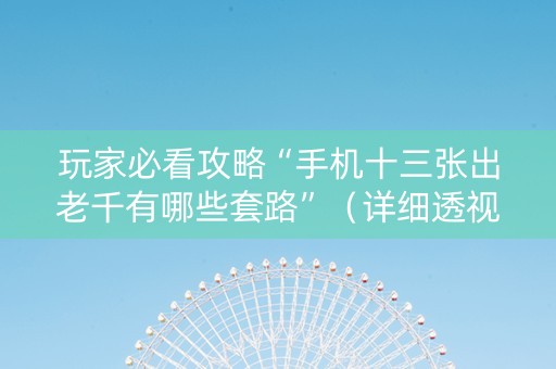 玩家必看攻略“手机十三张出老千有哪些套路”（详细透视教程）-哔哩哔哩
