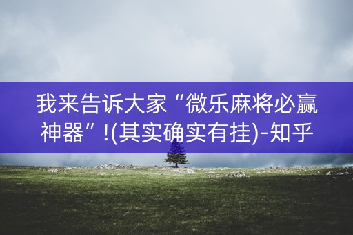 我来告诉大家“微乐麻将必赢神器”!(其实确实有挂)-知乎