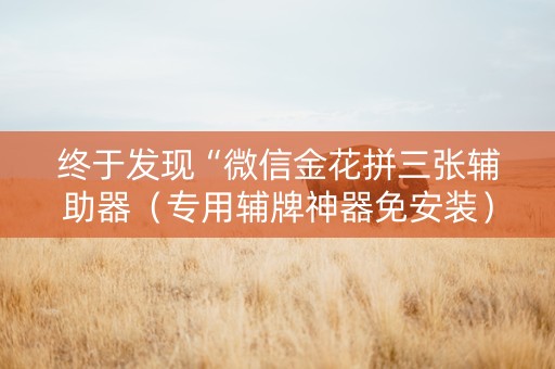 终于发现“微信金花拼三张辅助器（专用辅牌神器免安装）