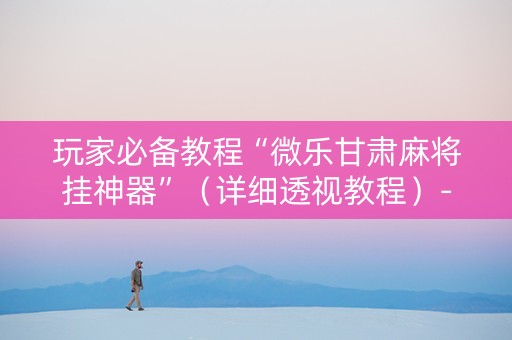 玩家必备教程“微乐甘肃麻将挂神器”（详细透视教程）-哔哩哔哩