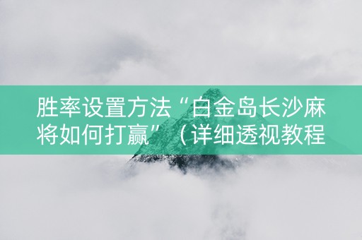 胜率设置方法“白金岛长沙麻将如何打赢”（详细透视教程）-哔哩哔哩
