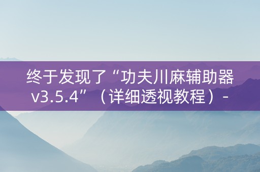终于发现了“功夫川麻辅助器v3.5.4”（详细透视教程）-哔哩哔哩