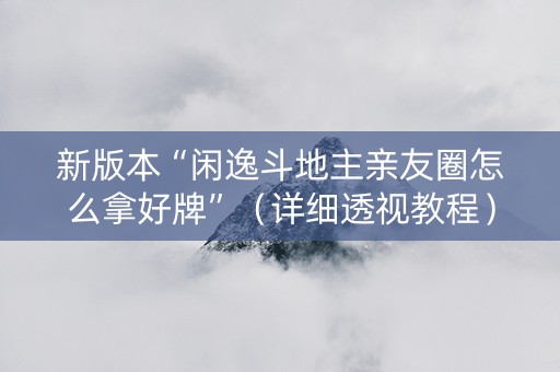 新版本“闲逸斗地主亲友圈怎么拿好牌”（详细透视教程）-哔哩哔哩