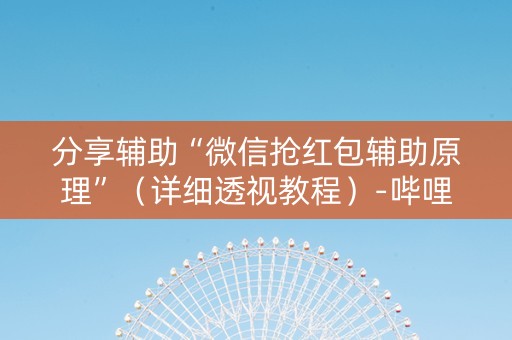 分享辅助“微信抢红包辅助原理”（详细透视教程）-哔哩哔哩
