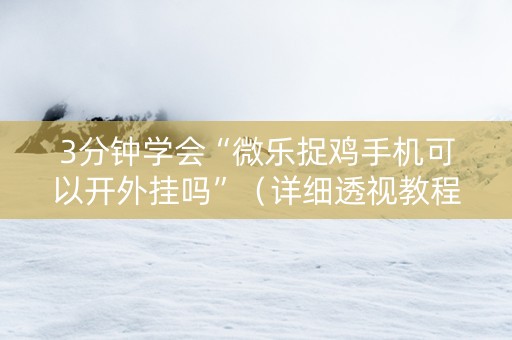 详细阅读:3分钟学会“微乐捉鸡手机可以开外挂吗”(详细透视教程)-哔哩哔哩 3分钟学会“微乐捉鸡手机可以开外挂吗”(详细透视教程)-哔哩哔哩