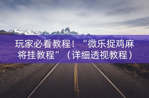 玩家必看教程！“微乐捉鸡麻将挂教程”（详细透视教程）-哔哩哔哩
