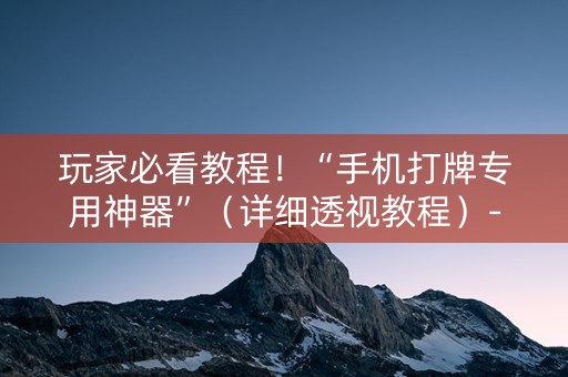 玩家必看教程！“手机打牌专用神器”（详细透视教程）-哔哩哔哩