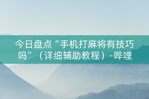 今日盘点“手机打麻将有技巧吗”（详细辅助教程）-哔哩哔哩