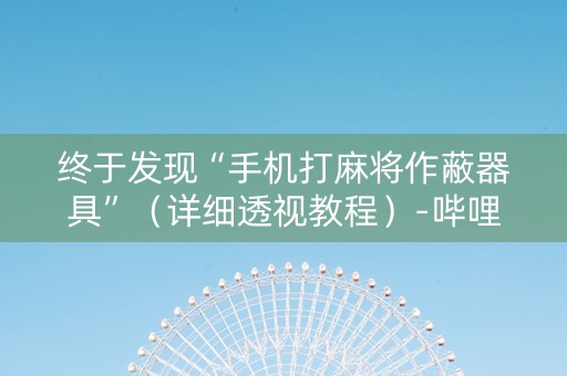 终于发现“手机打麻将作蔽器具”（详细透视教程）-哔哩哔哩