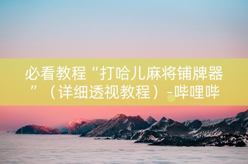 必看教程“打哈儿麻将铺牌器”（详细透视教程）-哔哩哔哩