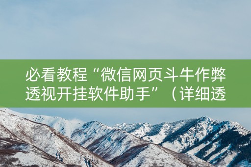 必看教程“微信网页斗牛作弊透视开挂软件助手”（详细透视教程）-哔哩哔哩