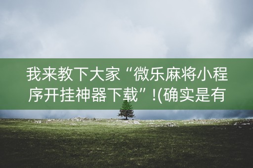 我来教下大家“微乐麻将小程序开挂神器下载”!(确实是有挂)-知乎