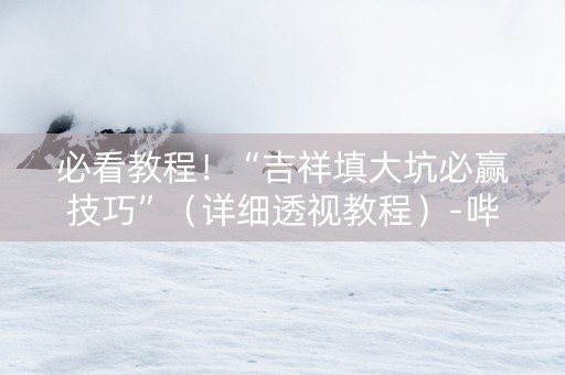 必看教程！“吉祥填大坑必赢技巧”（详细透视教程）-哔哩哔哩