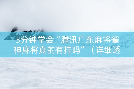 3分钟学会“腾讯广东麻将雀神麻将真的有挂吗”（详细透视教程）-哔哩哔哩