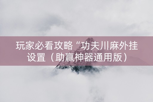 玩家必看攻略“功夫川麻外挂设置（助赢神器通用版）