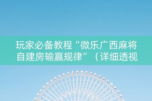 玩家必备教程“微乐广西麻将自建房输赢规律”（详细透视教程）-哔哩哔哩