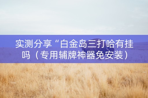实测分享“白金岛三打哈有挂吗（专用辅牌神器免安装）