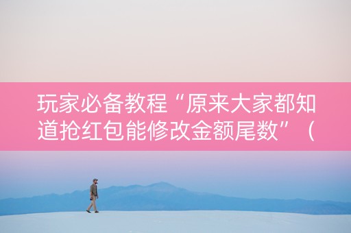 玩家必备教程“原来大家都知道抢红包能修改金额尾数”（详细透视教程）-哔哩哔哩