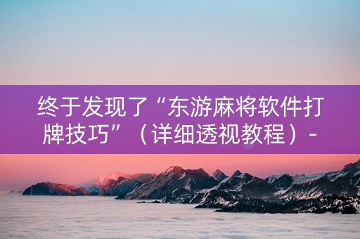 终于发现了“东游麻将软件打牌技巧”（详细透视教程）-哔哩哔哩