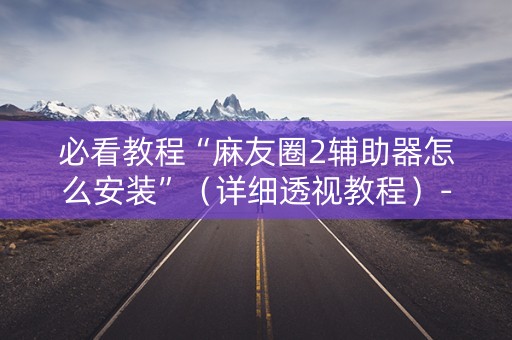 必看教程“麻友圈2辅助器怎么安装”（详细透视教程）-哔哩哔哩
