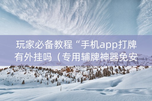 玩家必备教程“手机app打牌有外挂吗（专用辅牌神器免安装）