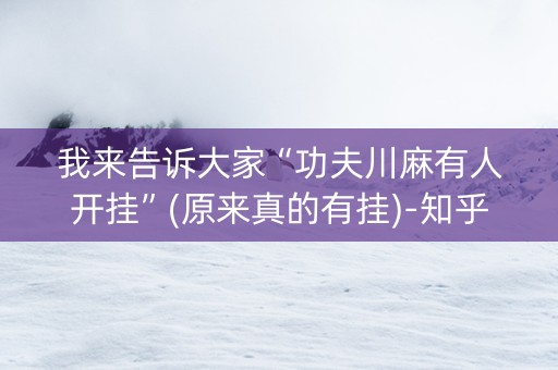 我来告诉大家“功夫川麻有人开挂”(原来真的有挂)-知乎