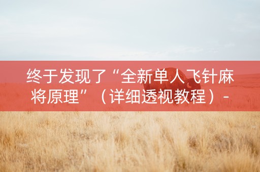 终于发现了“全新单人飞针麻将原理”（详细透视教程）-哔哩哔哩