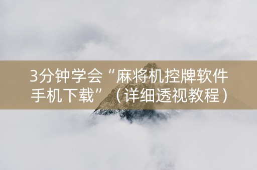 3分钟学会“麻将机控牌软件手机下载”（详细透视教程）-哔哩哔哩