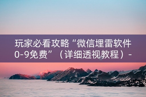 玩家必看攻略“微信埋雷软件0-9免费”（详细透视教程）-哔哩哔哩