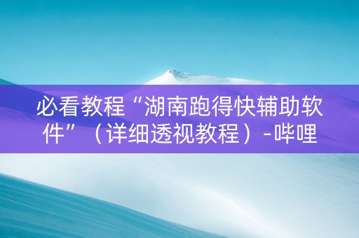 必看教程“湖南跑得快辅助软件”（详细透视教程）-哔哩哔哩