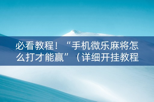 必看教程！“手机微乐麻将怎么打才能赢”（详细开挂教程）-哔哩哔哩