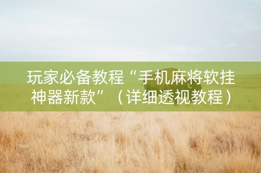 玩家必备教程“手机麻将软挂神器新款”（详细透视教程）-哔哩哔哩