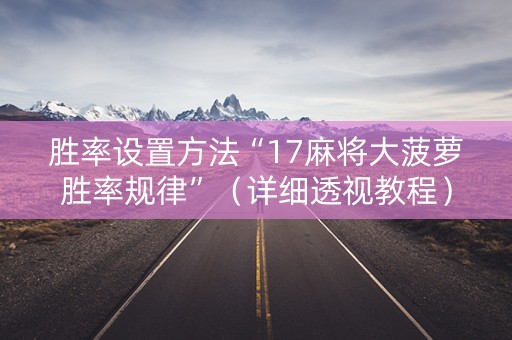 胜率设置方法“17麻将大菠萝胜率规律”（详细透视教程）-哔哩哔哩