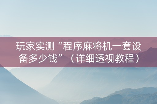 玩家实测“程序麻将机一套设备多少钱”（详细透视教程）-哔哩哔哩