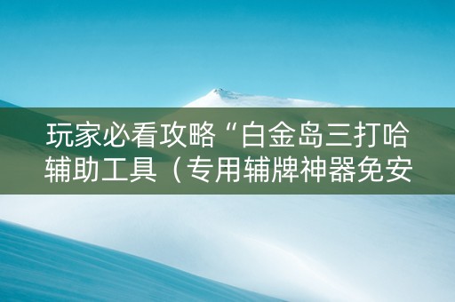 玩家必看攻略“白金岛三打哈辅助工具（专用辅牌神器免安装）