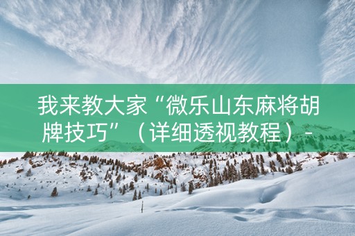 我来教大家“微乐山东麻将胡牌技巧”（详细透视教程）-哔哩哔哩