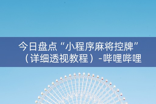 今日盘点“小程序麻将控牌”（详细透视教程）-哔哩哔哩