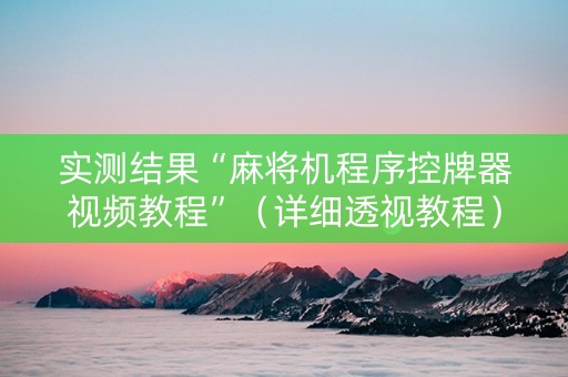 实测结果“麻将机程序控牌器视频教程”（详细透视教程）-哔哩哔哩