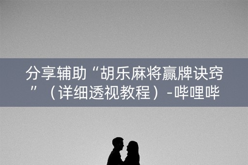 分享辅助“胡乐麻将赢牌诀窍”（详细透视教程）-哔哩哔哩