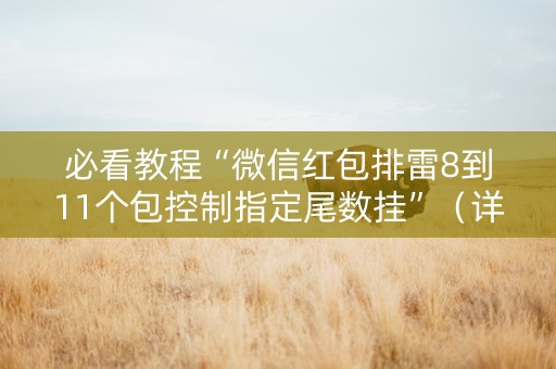 必看教程“微信红包排雷8到11个包控制指定尾数挂”（详细透视教程）-哔哩哔哩