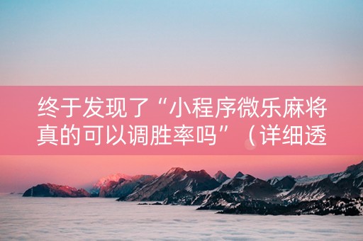 终于发现了“小程序微乐麻将真的可以调胜率吗”（详细透视教程）-哔哩哔哩