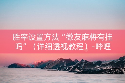 胜率设置方法“微友麻将有挂吗”（详细透视教程）-哔哩哔哩