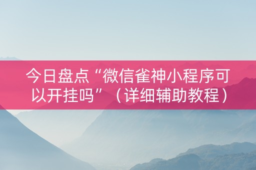 今日盘点“微信雀神小程序可以开挂吗”（详细辅助教程）-哔哩哔哩