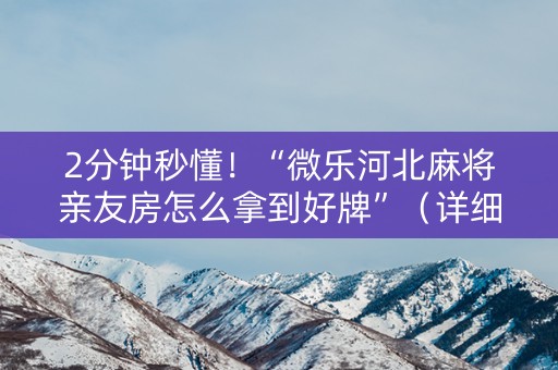 2分钟秒懂！“微乐河北麻将亲友房怎么拿到好牌”（详细开挂教程）-哔哩哔哩