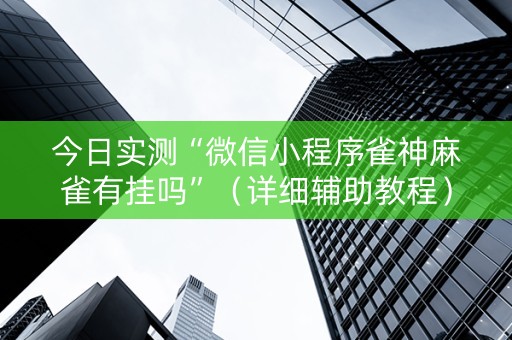 今日实测“微信小程序雀神麻雀有挂吗”（详细辅助教程）-哔哩哔哩